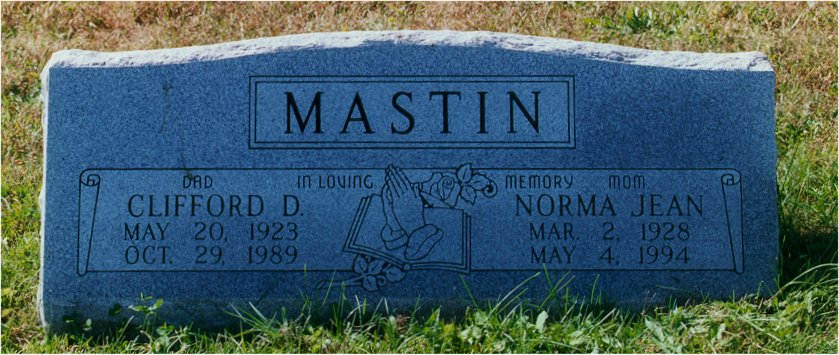 Clifford Dean and Norma Jean Mastin headstone