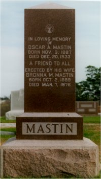 Headstone of Oscar A. Mastin